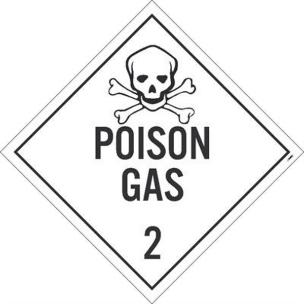 Nmc Poison Gas 2 Dot Placard Sign, Pk10, Material: Adhesive Backed Vinyl DL132P10